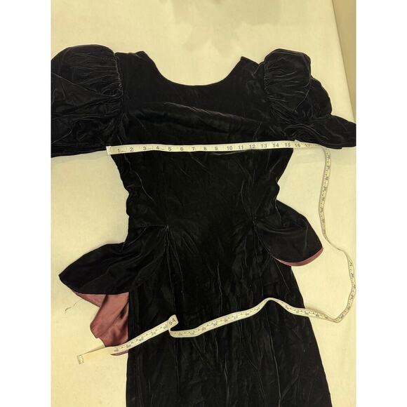Gothic Whimsigoth Vintage Dress Black Velvet Purple 80s Act III USA Rare Small - Picture 6 of 12